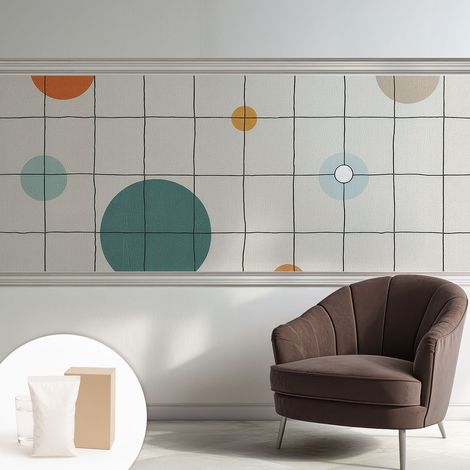 Papier peint intissé mural installation rapide du papier peint durable et résistante - Colle incluse gratuite Cercles colorés 250x104 cm (1/5)
