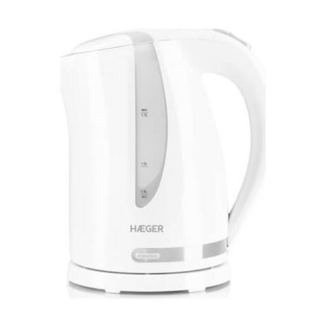 HAEGER WHITENESS - Elektrischer Wasserkocher 1,7 Liter, 2200 W, 360° drehbarer Sockel, verdecktes Heizelement aus Edelstahl, Trockengehschutz, Abschaltautomatik