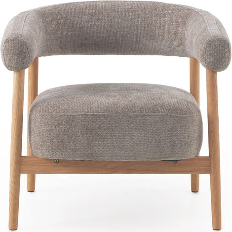 Fauteuil en chêne naturel recouvert de tissu taupe (1/5)