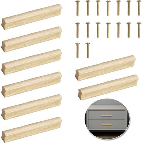 Lntyq Poignées de cuisine en bois pour armoires, meubles en bois, espacement des trous 128 mm, poignées de porte pour commode, portes d'armoire, armoire, cuisine, armoire, tiroir, chambre