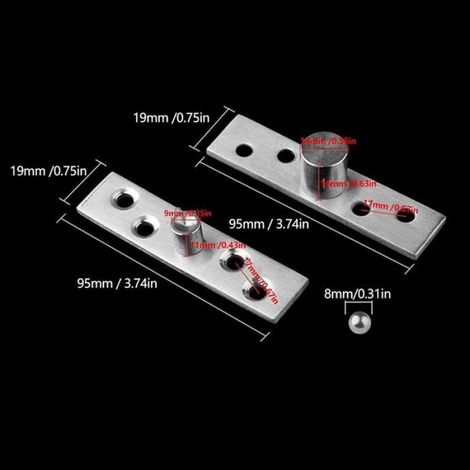 Charnière de pivot de porte,charnière de porte rotative à 360 degrés,charnières bout à bout en acier inoxydable,95 mm (1/4)