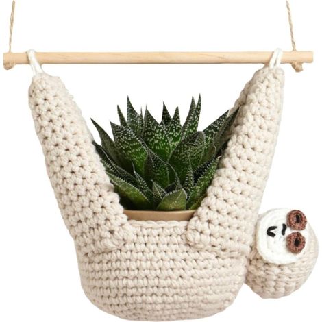 Pot de fleurs paresseux au crochet, macramé, décoration d'intérieur pour les amoureux des plantes (1/5)