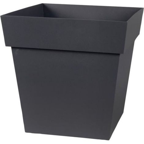 Pot De Fleurs Carré - Polypropylène - 32 x 32 x 32 cm - 22 L - Percé - Gris Anthracite (1/2)
