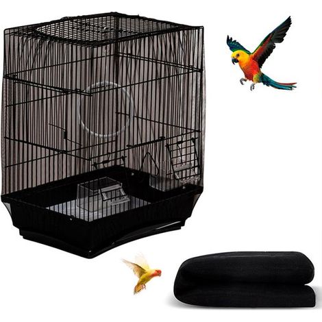 Funda de malla lavable para jaulas de pájaros，transpirable y a prueba de polvo，color negro (1/5)