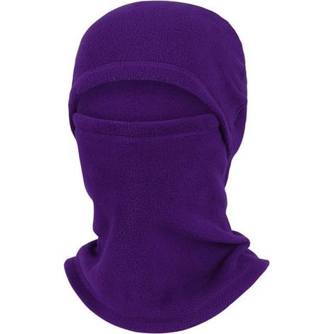 Full fleece balaclava for skiing, cycling, running, windproof, neck warmer, scarf, shawl, hood for winter sports, black (purple) (1/5)