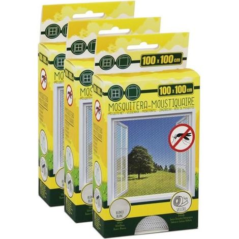 Lot de 3 Moustiquaire de Fenêtre 100 x 100 cm avec Fixation auto-agrippante, protection contre moustiques, mouches et araignées (1/5)