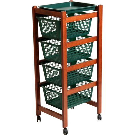 Carrello portafrutta Jolly ciliegio con 4 cestini estraibili cm 37 x 30 x 85 h
