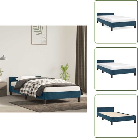 Letto con gambe - vidaXL Giroletto senza Materasso Blu Scuro 80x200 cm in Velluto - Letto in compensato