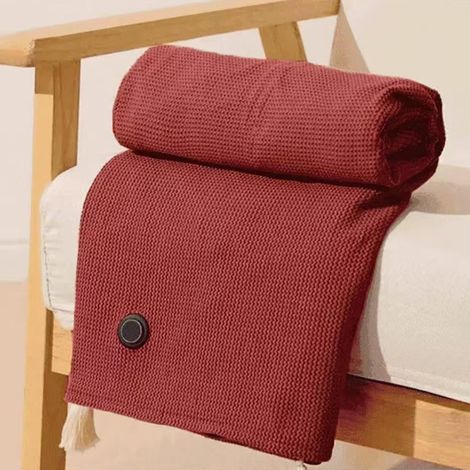 Portable heated blanket/shawl, USB electric blanket 150×80cm, fast heating, three temperature settings (red). (1/5)
