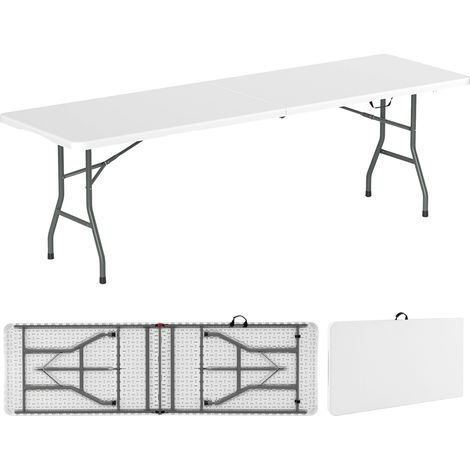 Table pliante portable 8 pieds, 350 LBS, table pliable en deux avec plateau HDPE - blanc (1/5)