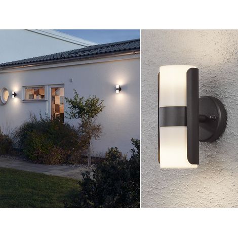 2er Set Außenwandleuchten MODENA schwarz opal, Uplight / Downlight, IP54 (1/5)