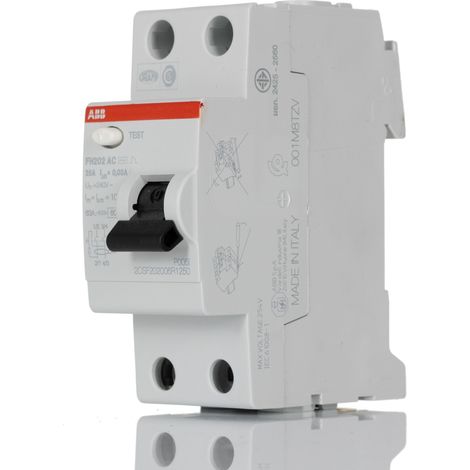 Interrupteur Différentiel ABB FH200, 2 Pôles, 25A, 30mA, Type AC ( Prix pour 1 ) (1/2)