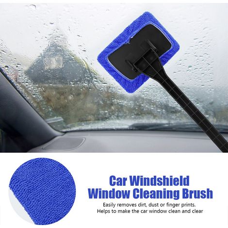 Brosse de nettoyage pare-brise voiture, grattoir anti-poussière pour vitres auto, outil pratique bleu, dégraissage facile, 1 pièce (1/5)