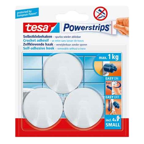 GANCIO TONDO 'POWERSTRIPS®' SMALL 3 ganci + 4 strisce - TESA (1/5)