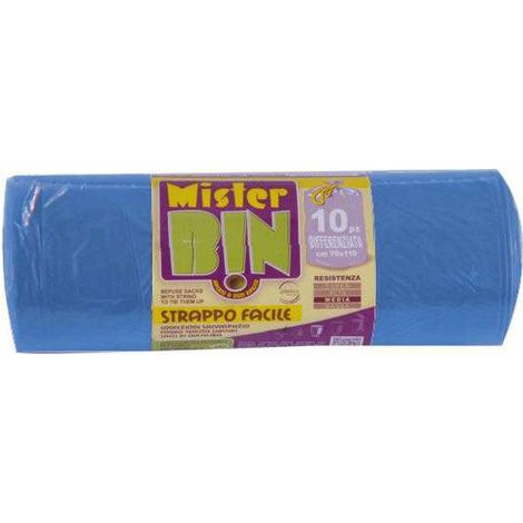 Sacco Immondizia Legacci Azzurro 70X110 G 30 Pz 10 Mr.Bin