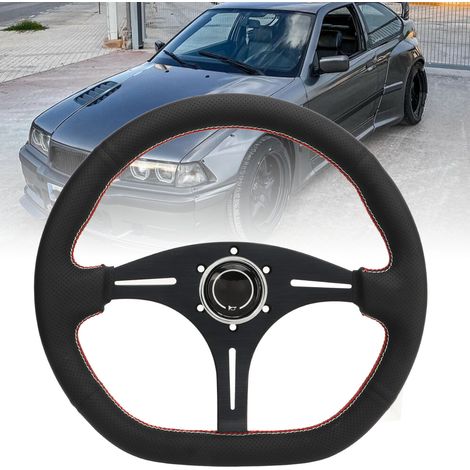 Fahrzeugmodifikationen: 14-Zoll-Sportlenkrad aus perforiertem Echtleder, D-Form, dreifarbige Interieurnähte in Weiß, Rot und Weiß + schwarzer NARDI-Rahmen (1/5)