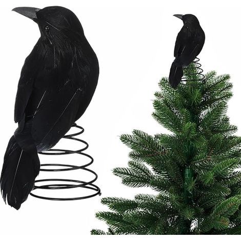 Cimier de corbeau d'Halloween avec base à ressort en métal, fantôme effrayant, décorations de décoration de sapin d'Halloween pour la maison, le bureau, la table de fête (1/5)