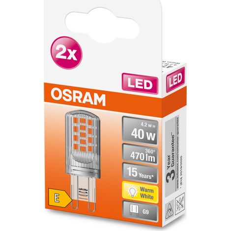 OSRAM HOMELIGHTING 4058075449893 LED CEE E (A - G) G9 forme de cône 4.2 W = 40 W blanc chaud (Ø x L) 18 mm x 49 mm 2 pc(s) A675632