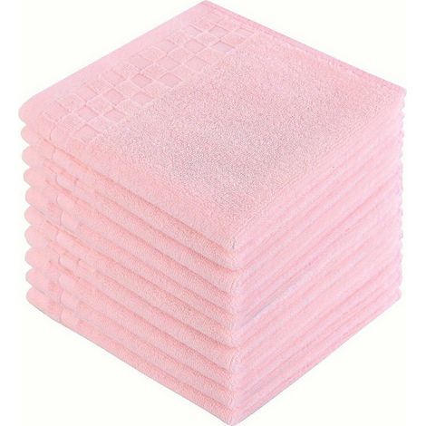Filiyano-Lot de 10 gants de toilette en pur coton, ultra-absorbants et à séchage rapide, carrés, multicolores roses, pour la salle de bain et la (1/5)