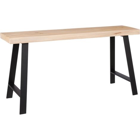 Banc d'Intérieur Polyvalent en Bois de Pin et Fer pour Entrée et Salon Marron Clair et Noir - PANGIVO (1/5)