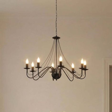 [GEBRAUCHT] B-Ware Kronleuchter Pendelleuchte Malbo Schwarz Metall 8 Flammig E14 Wohnzimmer Led (1/2)