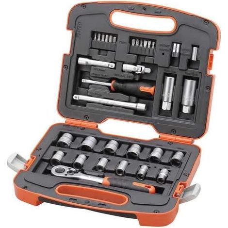 TACTIX - 33 PEZZI - CASSETTA CON SET BUSSOLE DA 1/4' E 3/8'