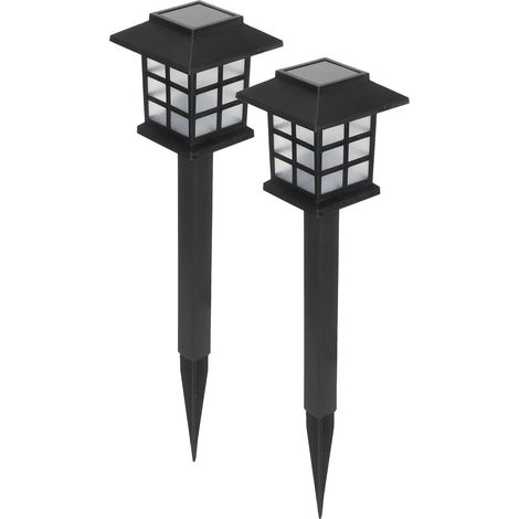 Lot de 2 lampes LED solaires étanches pour allées, jardin et terrasse, jaune chaud. (1/5)