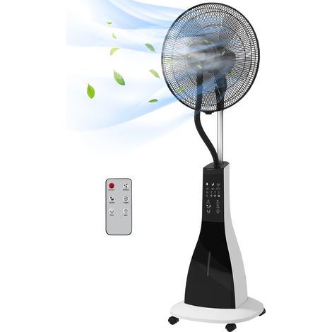 Ventilateur nébuliseur 3 vitesses temporisateur 3 modes réservoir 3L 44.5x38.5x120 cm Noir et Blanc