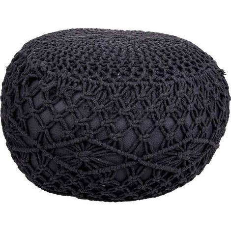 Pouf coton gris foncé design confortable pour salon moderne - Gris foncé profond (1/4)