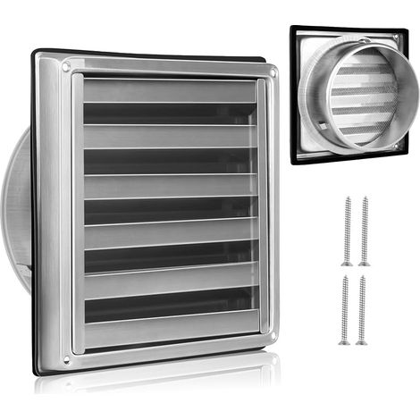LALAGO Grille d'aération 150 mm, grille de sortie extérieure en acier inoxydable 304, grille d'aération 150 mm, clapet anti-retour avec moustiquaire (grille fixe) (1/5)