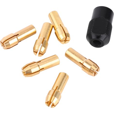 Lot de 6 manchons de serrage pour mandrin, capacité de serrage de 1 à 3,2 mm, avec embout M8 x 0,75, compatibles avec les outils rotatifs. (1/5)