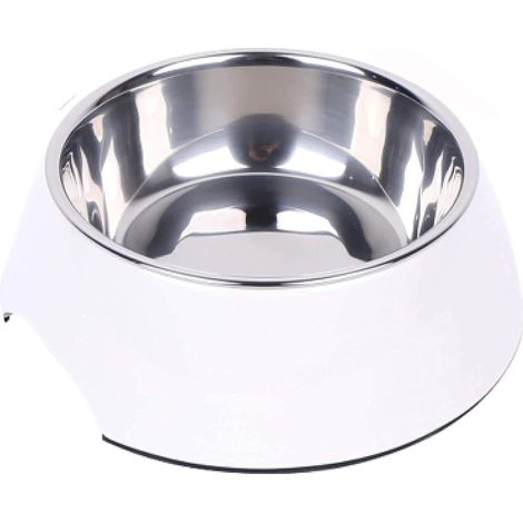 comedero para perro/gato, acero inoxidable, melamina, antideslizante, 350 ml, para interior/exterior (1/5)