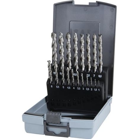 Set di punte elicoidali RUKO HSS-G DIN 338 Tipo N TL 3000 19 pezzi Ø 1 - 10 mm in cassetta di plastica - 258214RO