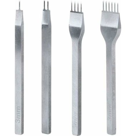 4 Pièces Outils D'Artisanat en Cuir, 3mm 1/2/4/6 Broches Outils de Trou de Perforation en Métal Lacage Couture Ciseau en Acier Perforé Ensemble D'Outils de Trou de Percage (1/5)
