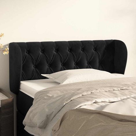 Tête de lit avec oreilles en velours noir, hauteur réglable, 93 x 23 x 78/88 cm - PANGIVO (1/5)