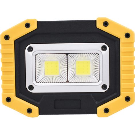 Lampe de Travail LED Rechargeable 30 W 2000LM avec Sécurité Batterie 3 Modes Économie d'énergie et étanche de Lumière COB de Camping avec USB pour Camping, Garage, pêche, Randonnée [Classe énergétique