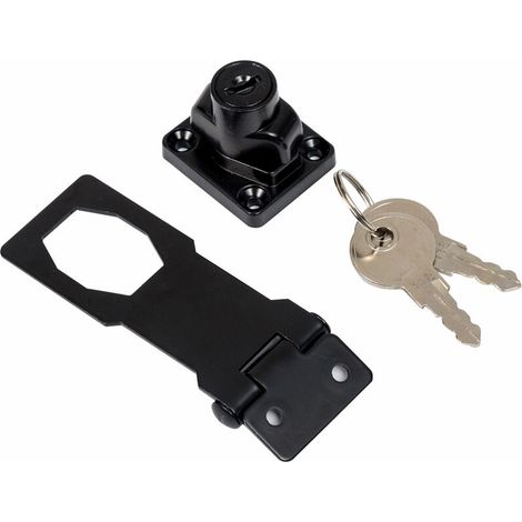 royaluxe - Lot de 2 verrous à moraillon en alliage de zinc, loquet avec clé et verrou à vis (92 mm, noir) (1/3)