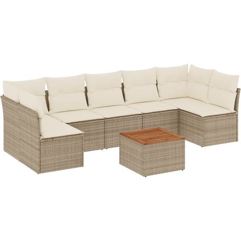 Maison Exclusive - Juego de sofás de jardín con cojines beige 8 p (1/3)