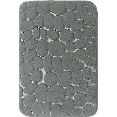 Tapis de bain 3D super absorbant et antidérapant 50 x 80 cm avec mousse à mémoire de forme, gris, pour la salle de bain (1/5)