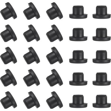 Lot de 25 bouchons en silicone en forme de T, diamètre 13,5 mm, bouchons élastiques étanches en silicone réutilisables, bouchons solides à trou rond pour tuyaux, noir (1/5)