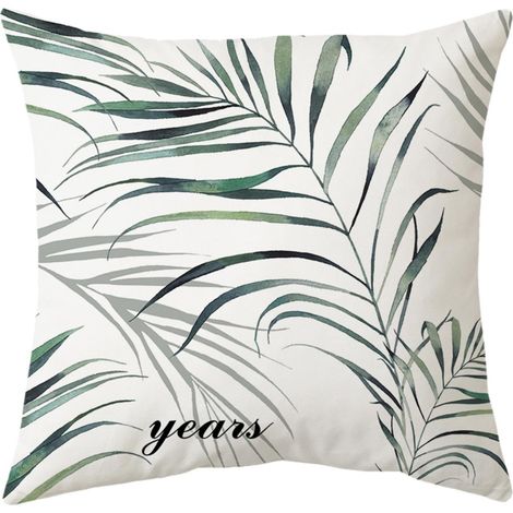 Taie D'oreiller - 45 x 45 cm - Imprimé Feuillage Tropical - Polyester Résistant À L'eau - Pour Extérieur Jardin Terrasse Intérieur Canapé Chaise - 1 Pièce (1/5)