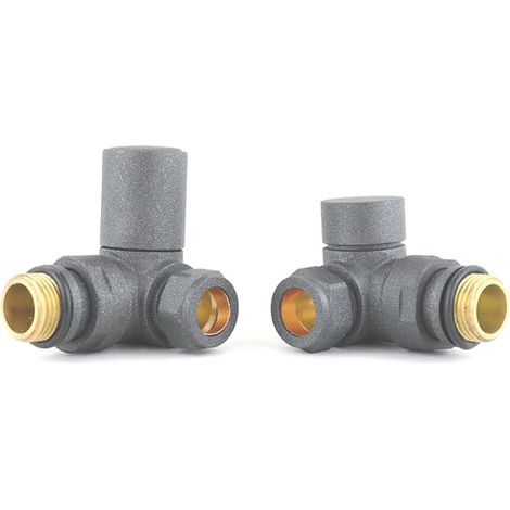 Heatwave Round Basalt Grey Corner Radiator Valves Pair (1/2)