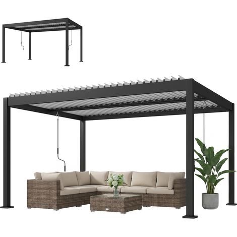 Pergola Bioclimatique Aluminium 4x3m Persiennes Ajustables Protection Soleil Jardin Extérieur Blanc