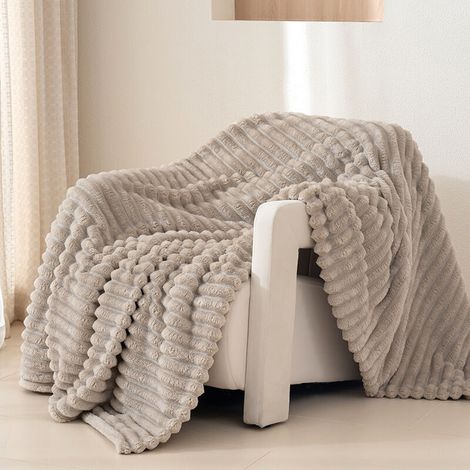 Gemütliche Wolldecke mit 3D-Jacquardmuster, Sofaüberwurf, weich und warm, für alle Jahreszeiten geeignet, 100 x 150 cm (Khaki)