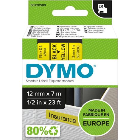 Schriftband Band-B.12mm Band-L.7m Stand.schwarz auf gelb DYMO
