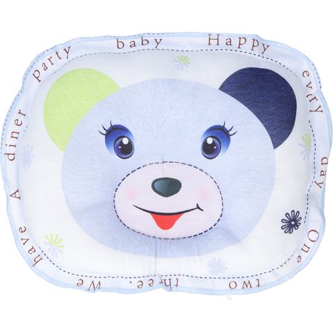 Oreiller bébé respirant en forme d'ours, anti-tête plate, soutien cervical pour nouveau-né, sommeil confortable, bleu. (1/5)