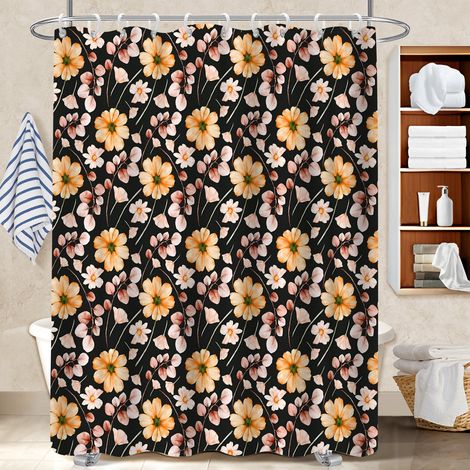 Ensemble rideau de douche polyester avec anneaux 180x180 dessin rideau imperméable pour maison de campagne (1/5)