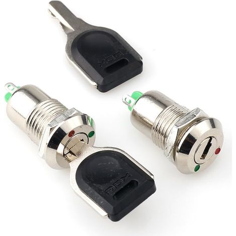 10 piezas Mini interruptor de llave eléctrica de encendido y apagado, interruptor de palanca de 2 posiciones, botón giratorio, interruptor de palanca SPST de 2 pines para encendido de motor de segurid (1/5)