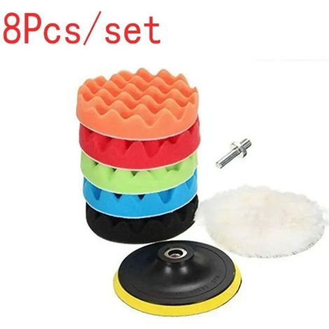 Disque de polissage de voiture 4 pouces, 8 pièces, éponge de polissage auto-adhésive, tampon de polissage de roue en laine (1/5)