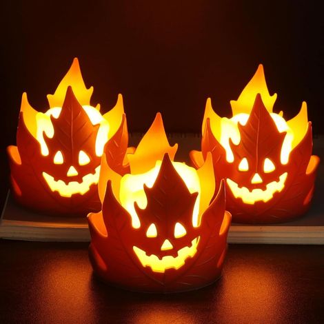Lot 3 bougies LED Halloween fantômes sans flamme pour table (1/5)